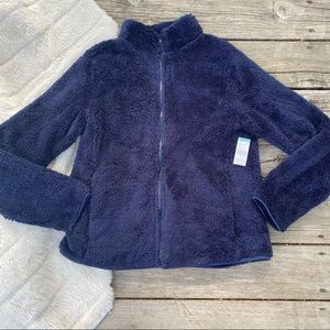 Laura Scott Blue Fuzzy Full Zip Jacket